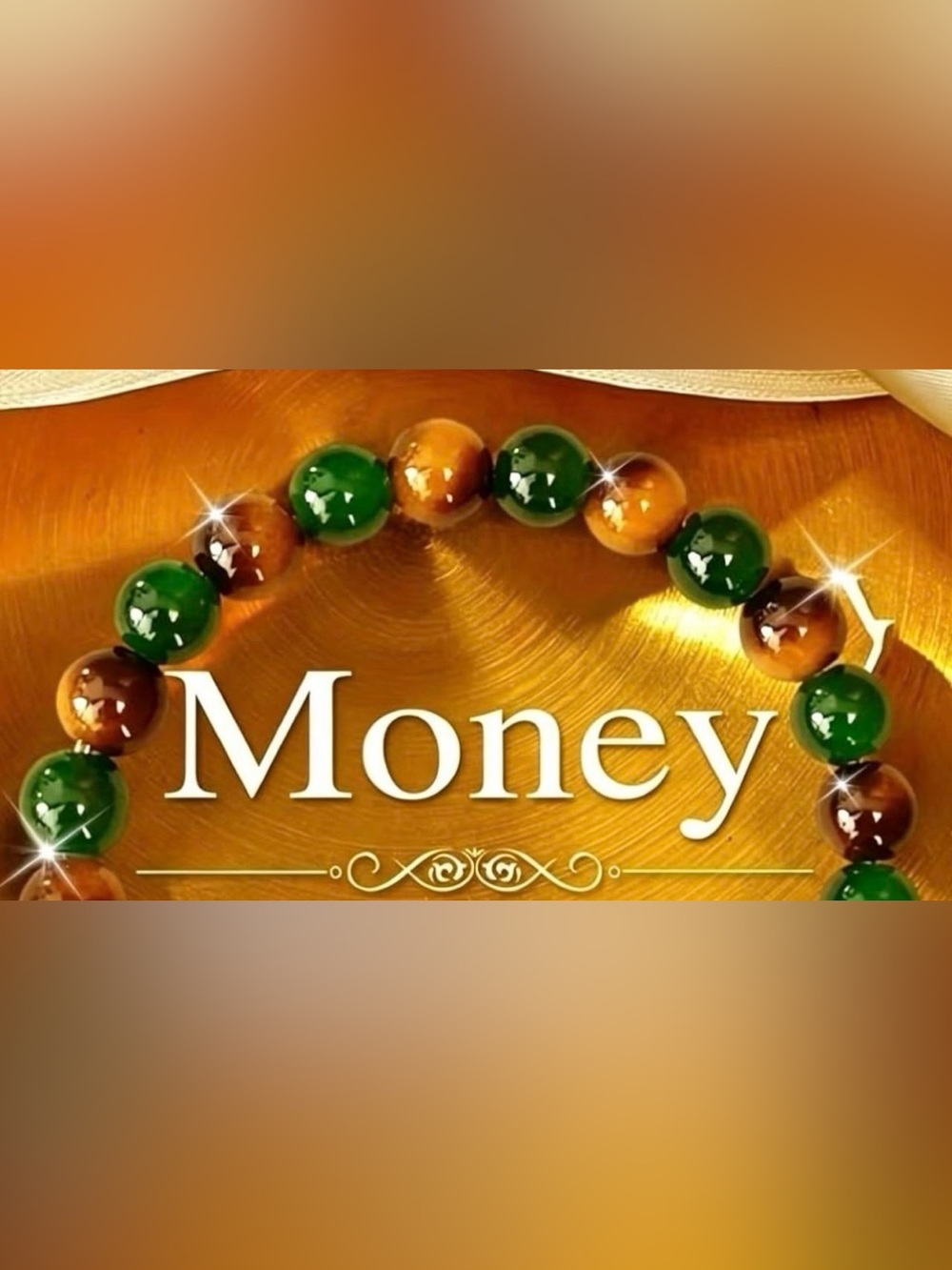 Green and Brown Beaded “Money” Bracelet. NWT.